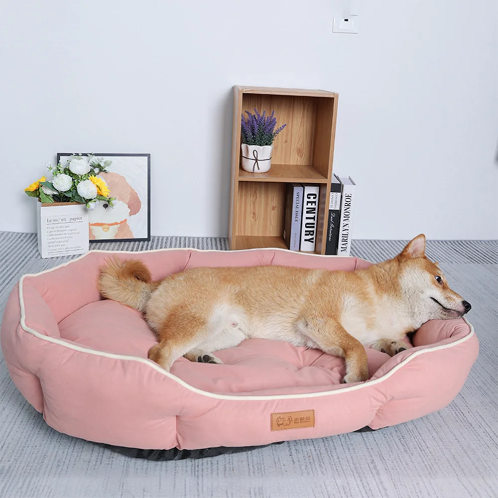 Cozy Corduroy Bolster Pet Bed for Dogs & Cats