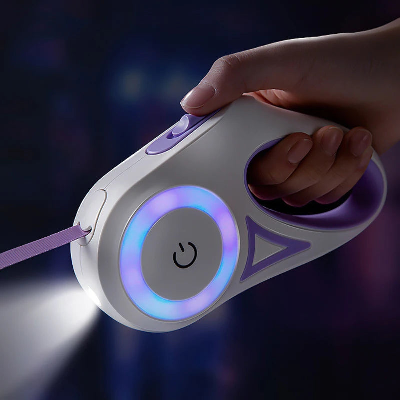 LED Retractable Dog Leash with Light – 3M/5M Reflective Pet Leash