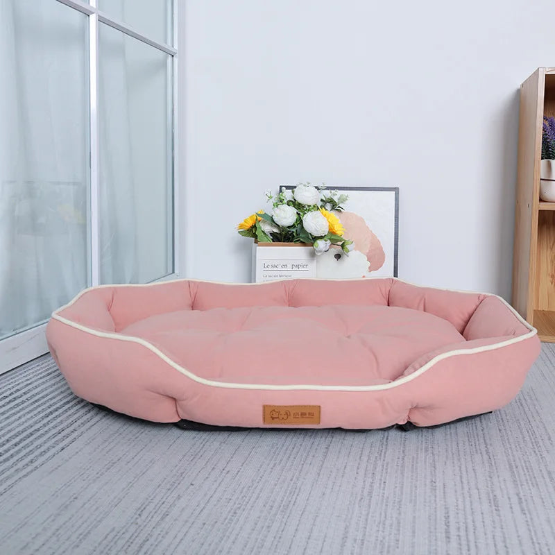 Cozy Corduroy Bolster Pet Bed for Dogs & Cats