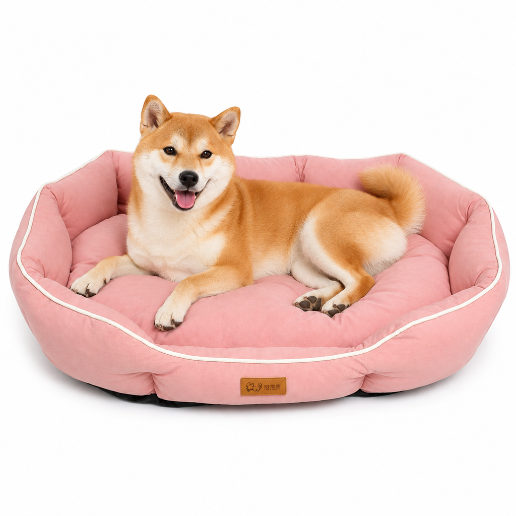 Cozy Corduroy Bolster Pet Bed for Dogs & Cats