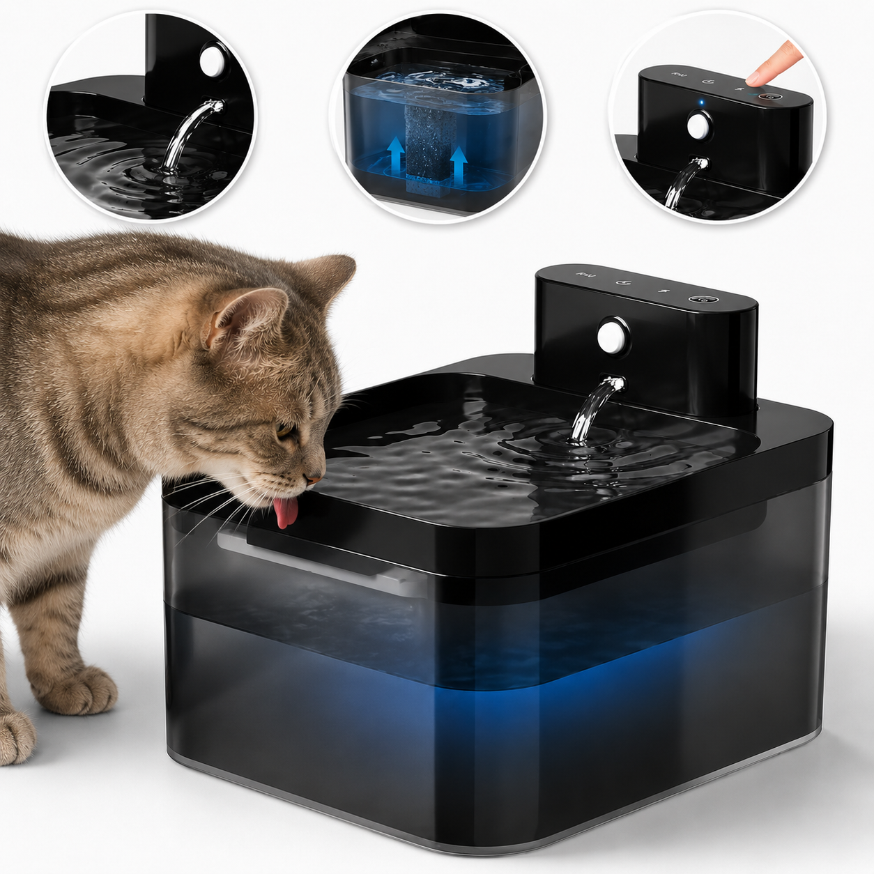 2.2L Smart Pet Water Fountain – Wireless Rechargeable Cat & Dog Water Dispenser